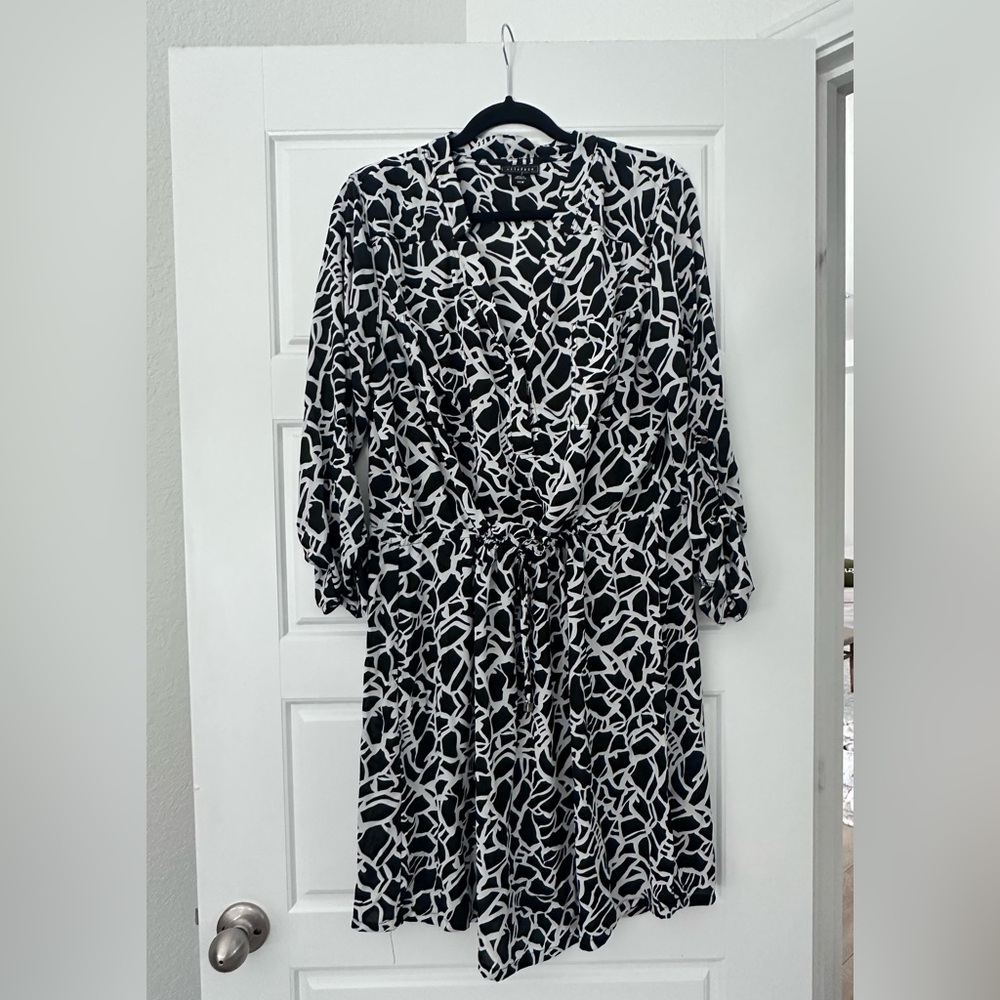 Black and White Patterned Women's Dress